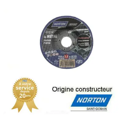 10 disques de tronçonnage 115x3.2x22.23mm Norton EXPERT