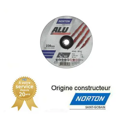 25 disques de tronçonnage 230x3x22.23mm NORTON aluminium