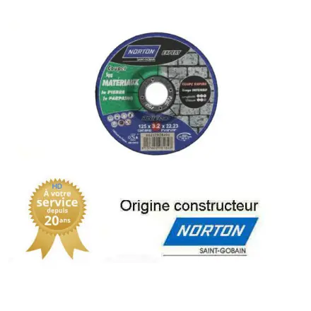 10 disques de tronçonnage Norton EXPERT 125x3.2x22.23mm pour pierre
