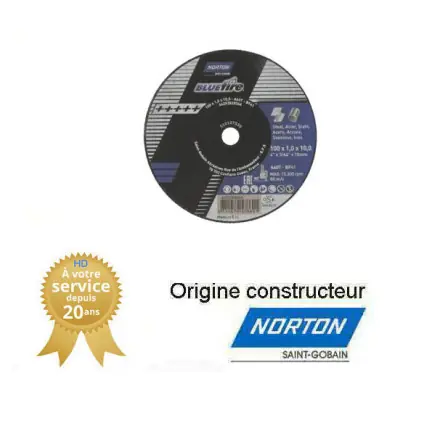 50 disques de tronçonnage Norton BLUE FIRE 100x1x10mm pour acier et inox