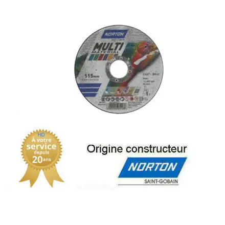 25 disques de tronçonnage Norton MULTI-MATERIAL 115x1.6x22.23mm multi-matériaux