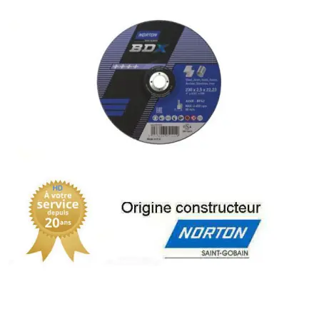 25 disques de tronçonnage Norton BDX 230x2.5x22.23mm pour acier et inox