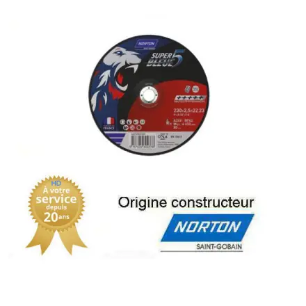25 disques de tronçonnage Norton SUPER BLEUE 5 230x2.5x22.23mm pour inox