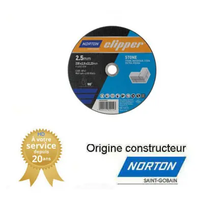 25 disques de tronçonnage plat Norton 230x2.5x22.23mm pour pierre