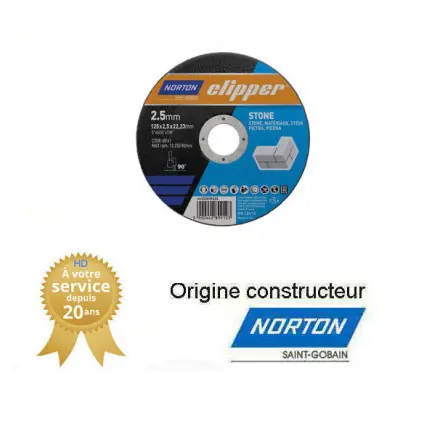 25 disques de tronçonnage plat Norton 125x2.5x22.23mm pour pierre