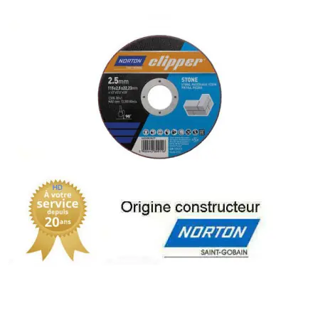 25 disques de tronçonnage plat Norton 115x2.5x22.23mm pour pierre