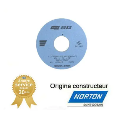Meule un embrèvement de rectification plane 406x50x127mm Gr54 Norton 3SG