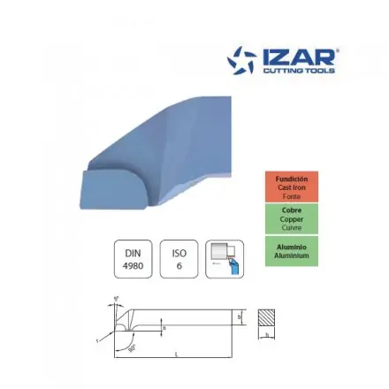 outil de tour à charioter dresser Izar K10 plaquette soudée à 90° - 20x20x125 mm