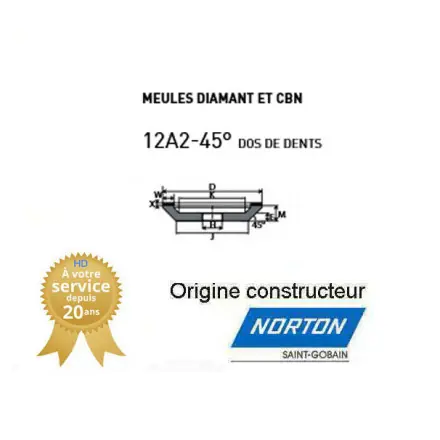 MEULE DIAMANT NOR 12A2-100-6-3-45 20*ASD76 R75 B99