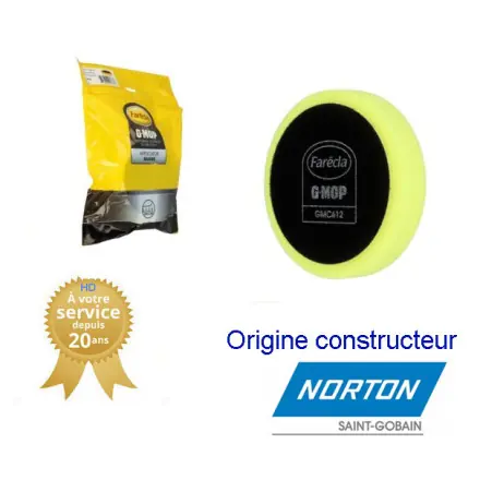 2 mousses de polissage jaune 150 mm densité ferme NORTON