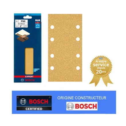 10 feuilles EXPERT C470 93x230 à 8 trous Bosch pour ponceuse vibrante