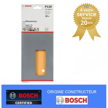 40 feuilles papier bosch 115x280 mm 14 trous fixation étrier grain 240