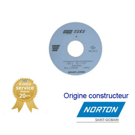 Meule plate de rectification plane 406x50x127mm Gr46 Norton 3SG
