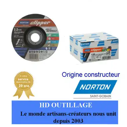 25 disques de tronçonnage & d‘ébarbage Norton 125x2.2x22.23mm multi-matériaux