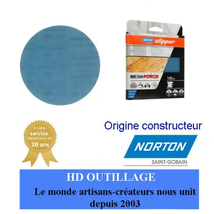 Lot de 5 Disque de ponçage Maille Auto-agrippant Norton 125 grain 320