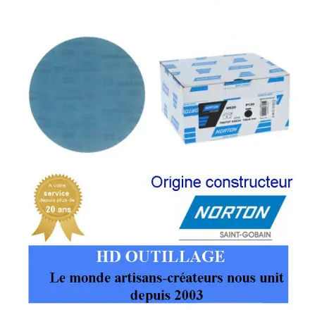 Lot de 5 Disque de ponçage Maille Auto-agrippant Norton 125 grain 120
