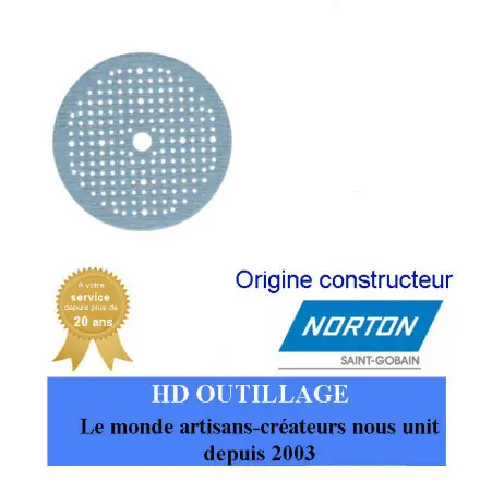 100 disques de ponçage Anti-encrassant Auto-agrippant Norton 150x18mm grain 320 Multi-Air