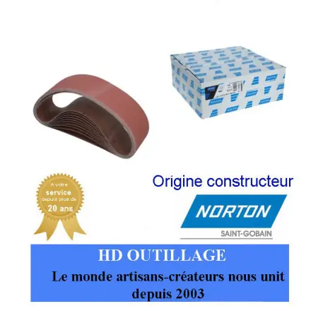 10 bandes abrasives 100x1000mm Gr60 Norton R293