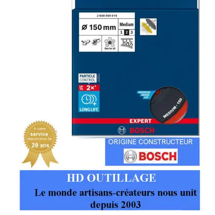 plateau de ponçage multi-trous 150 mm médium Bosch 2608900010