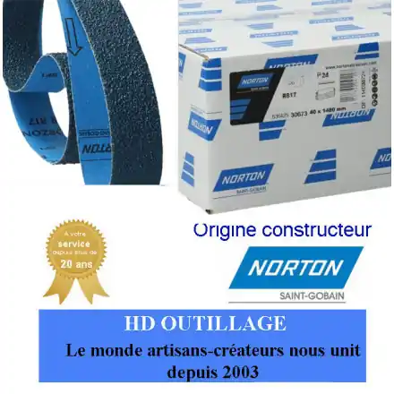 20 bandes abrasives 40x1480 mm Gr24 Norton R817