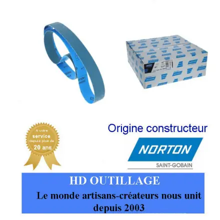 10 bandes abrasives 40x1650 mm Gr100 Norton R817