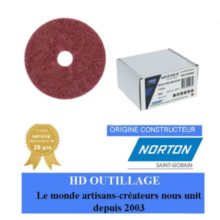 10 disques de préparation de surface 115x22mm Moyen Marron Norton VORTEX