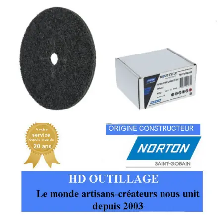 10 disques de préparation de surface Norton VORTEX 178x22mm très gros grain Noir