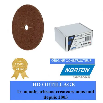 10 disques de préparation de surface Norton VORTEX 178x22mm gros grain Brun