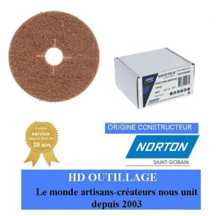 10 disques de préparation de surface 100x16mm Gros Brun Norton VORTEX