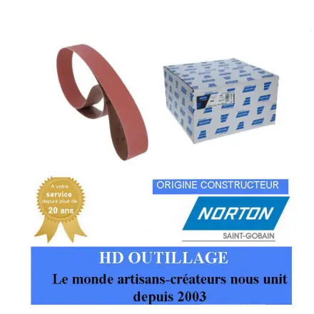 10 bandes abrasives 75x2000mm Gr40 Norton R293