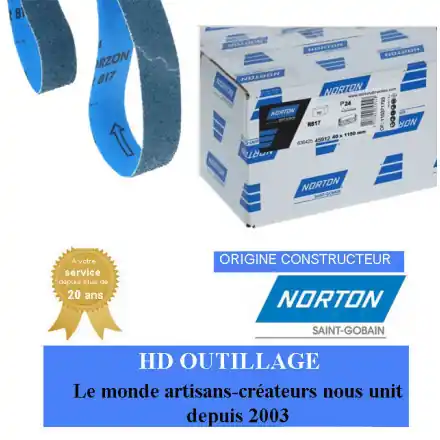 10 bandes abrasives 40x1150 mm Gr24 Norton R817