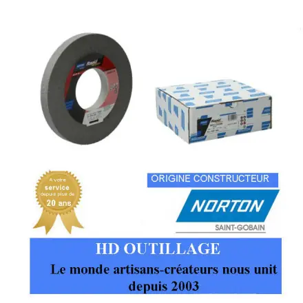 3 roues convolute Norton Ser-1000 Long Life 203.2x19.05x76.2mm grain moyen Gris