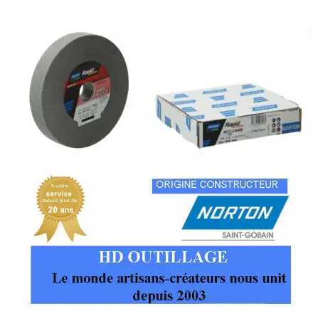 Roue convolute Norton Ser-1000 Long Life 150x25x25.4mm grain fin Gris