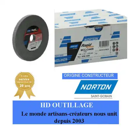 4 roues convolute Norton Ser-1000 Long Life 152.4x12.7x25.4mm grain fin Gris