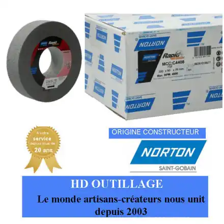 2 roues convolute Norton Ser-1000 Long Life 203.2x50.8x76.2mm grain fin Gris