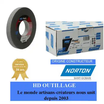 3 roues convolute Norton Ser-1000 Long Life 203.2x25.4x76.2mm grain moyen Gris