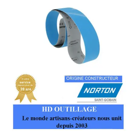 10 bandes abrasives 75x2500mm Gr80 Norton R895