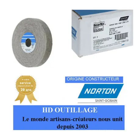 3 roues convolute Norton Ser-1000 Long Life 152.4x25.4x25.4mm grain fin Brun