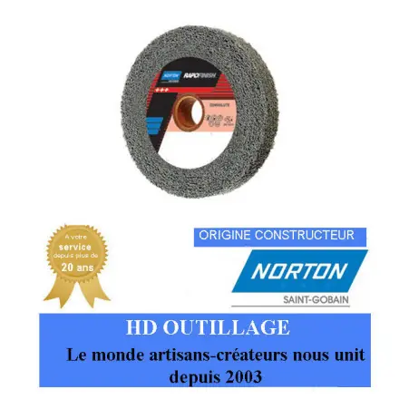 Roue convolute Norton Clean & Finish 150x50x25.4mm grain fin Gris