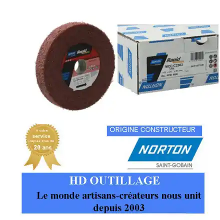 3 roues convolute Norton 152.4x25.4x25.4mm grain moyen Rouge