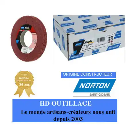 3 roues convolute Norton 203.2x25.4x76.2mm grain moyen Rouge