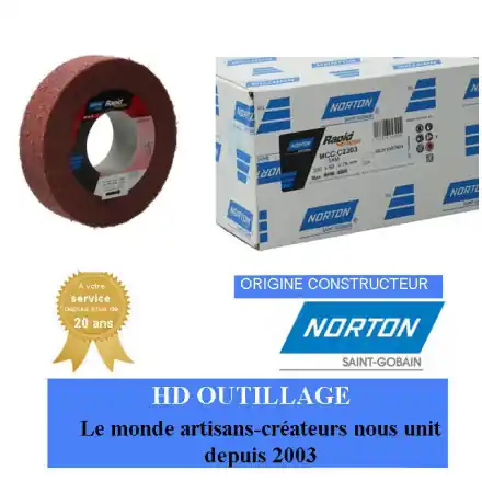 2 roues convolute Norton 203.2x50.8x76.2mm grain moyen Rouge