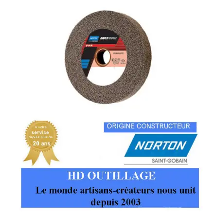 2 roues convolute Norton 203.2x50.8x76.2mm grain fin Gris