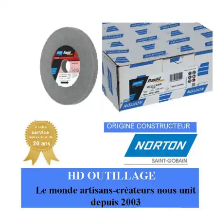 4 roues convolute Norton Ser-1000 Long Life 152.4x12.7x25.4mm grain moyen Gris