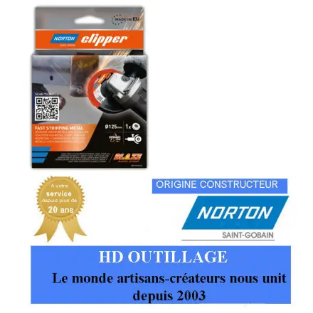 5 disques non tissé Rapid Strip Norton 125x22mm très gros grain Orange