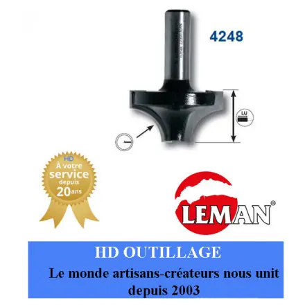 mèche 1/4 de rond Diamètre 29 mm queue 8 mm LEMAN