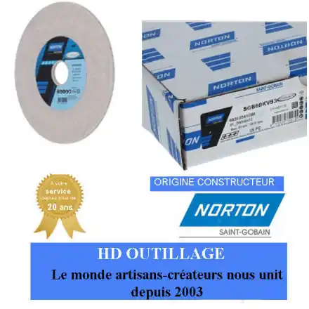 5 meules plates d‘affûtage pour scies 200x6x32mm Gr60 Norton VITRIUM 3