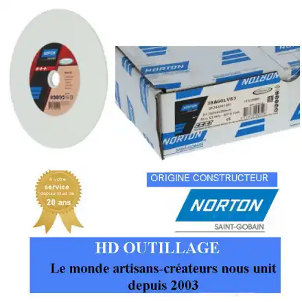 5 meules plates d‘affûtage pour scies 200x6x20mm Gr60 Norton VITRIUM 3