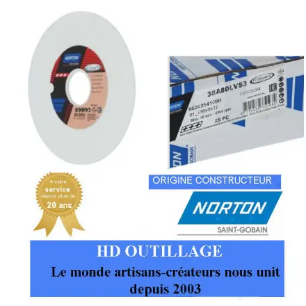 5 meules plate d‘affûtage pour scies 150x3x32mm Gr80 Norton VITRIUM 3