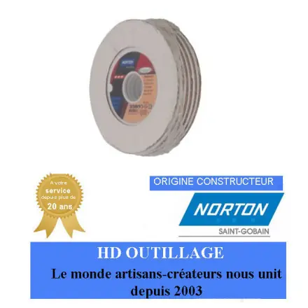 5 meules plates d‘affûtage pour scies 150x4x32mm Gr80 Norton VITRIUM 3